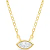 Sterling Forever Bezel Marquise Cubic Zirconia Pendant Necklace In Gold