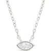 Sterling Forever Bezel Marquise Cubic Zirconia Pendant Necklace In Metallic