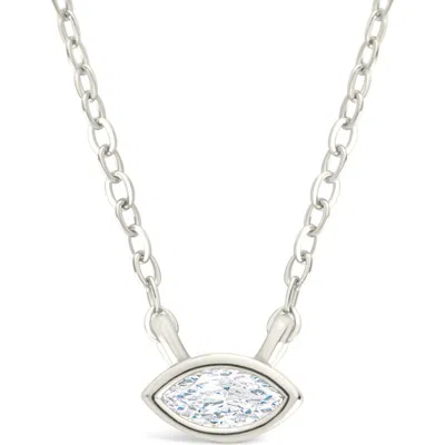 Sterling Forever Bezel Marquise Cubic Zirconia Pendant Necklace In Metallic