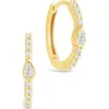 Sterling Forever Bezel Pear Cut Cubic Zirconia Huggie Hoop Earrings In Gold
