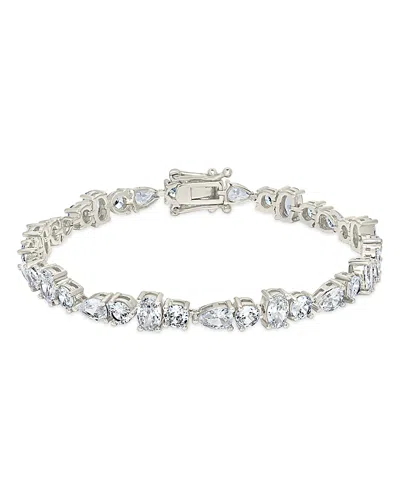 Sterling Forever Billie Cubic Zirconia Flex Bracelet In Silver