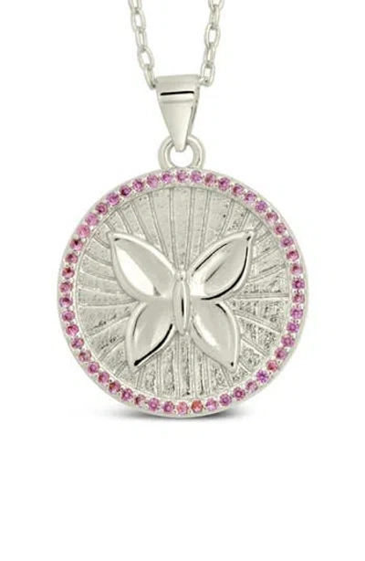 Sterling Forever Bindi Cubic Zirconia Butterfly Pendant Necklace In Metallic