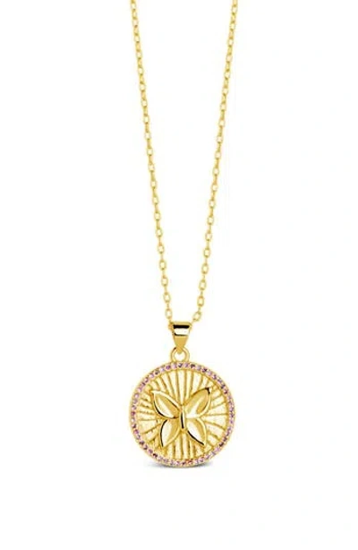 Sterling Forever Bindi Cubic Zirconia Butterfly Pendant Necklace In Gold