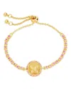 Sterling Forever Silver-tone Or Gold-tone Pink Cubic Zirconia Butterfly Bindi Bolo Bracelet