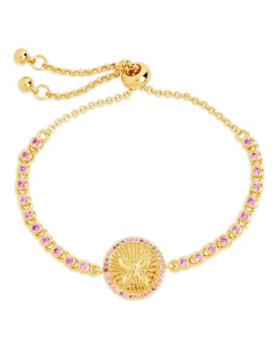 Sterling Forever Bindi Cz Butterfly Bolo Bracelet In Gold