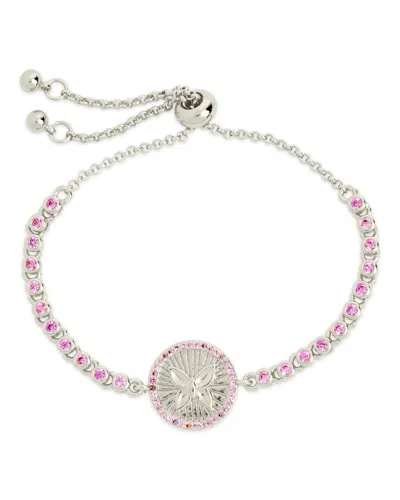Sterling Forever Bindi Cz Butterfly Bolo Bracelet In Silver