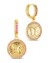 Sterling Forever Bindi Cz Butterfly Charm Hoop Earrings In Gold