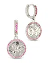 Sterling Forever Bindi Cz Butterfly Charm Hoop Earrings In Silver