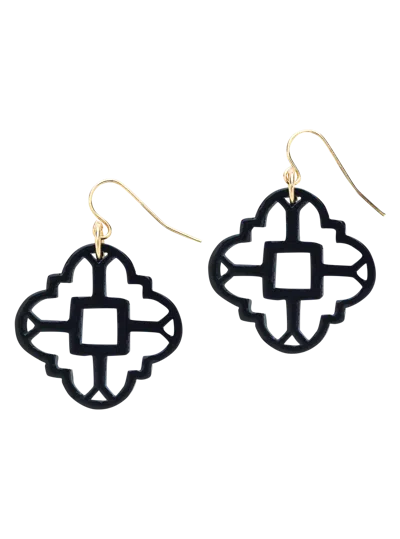 Sterling Forever Black Mosaic Dangle Earrings