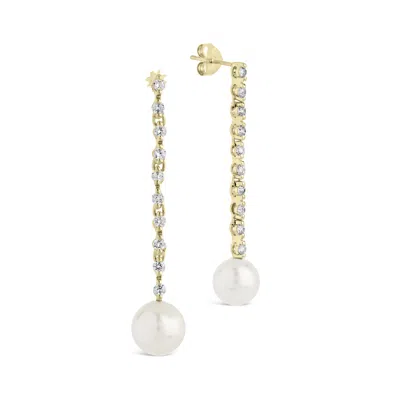 Sterling Forever Blake Pearl Drop Studs In Gold