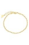 Sterling Forever 14k Plated Blakely Twisted Herringbone Chain Bracelet In Gold