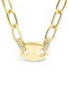 Sterling Forever Bliss Cubic Zirconia Anchor Chain Necklace In Gold