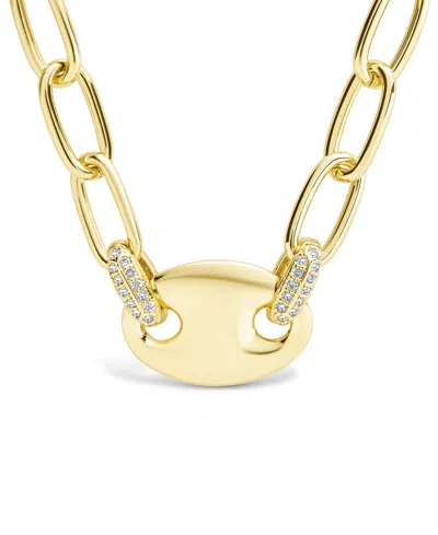 Sterling Forever Bliss Cubic Zirconia Anchor Chain Necklace In Gold