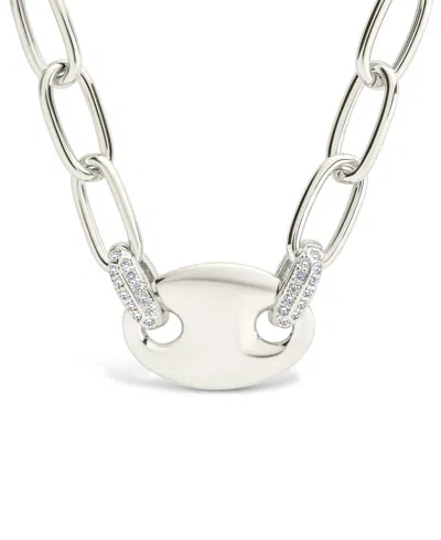 STERLING FOREVER BLISS CUBIC ZIRCONIA ANCHOR CHAIN NECKLACE