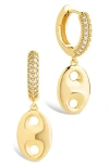 Sterling Forever Bliss Cubic Zirconia Anchor Charm Huggie Hoop Earrings