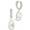 Sterling Forever Bliss Cubic Zirconia Anchor Charm Huggie Hoop Earrings