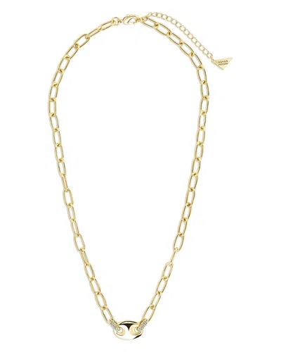 Sterling Forever Bliss Pave Link Pendant Necklace, 16-18 In Gold