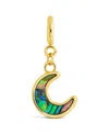 Sterling Forever Blue Moon Abalone Crescent Moon Charm In 14k Gold Plated In Gold