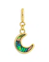 Sterling Forever Blue Moon Abalone Crescent Moon Charm In 14k Gold Plated In Gold