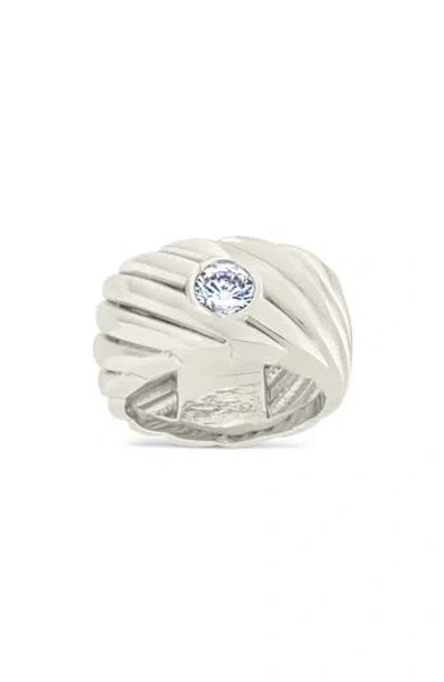 Sterling Forever Blythe Cubic Zirconia Woven Band Ring