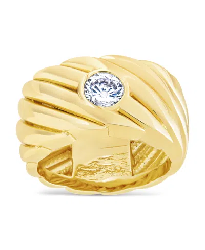 Sterling Forever Blythe Woven Cubic Zirconia Ring In Gold