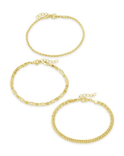 Sterling Forever Bold Chain Bracelet Set Of 3 In Gold