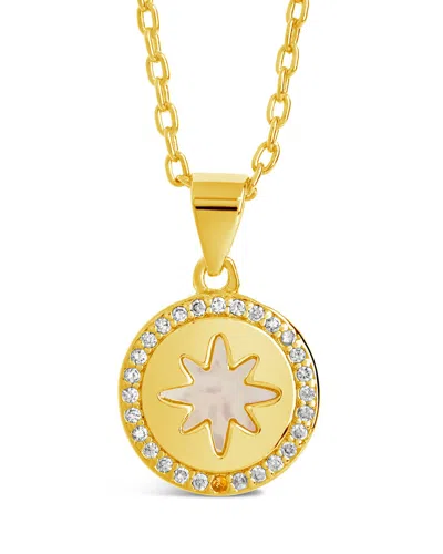 Sterling Forever Brae Moonstone Burst & Cz Pendant Necklace In Gold