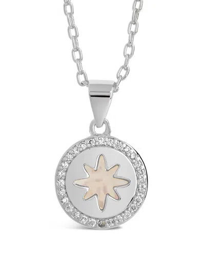 Sterling Forever Brae Moonstone Burst & Cz Pendant Necklace In Silver