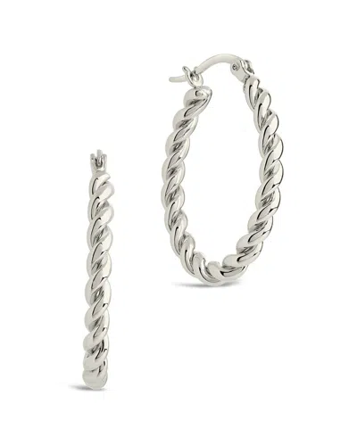 Sterling Forever Braided Twist Statement Hoops