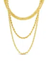 Sterling Forever Brenna Triple Layered Chain Necklace In Gold