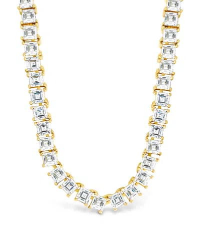 Sterling Forever Mirabell Adjustable Cz Tennis Necklace In Gold