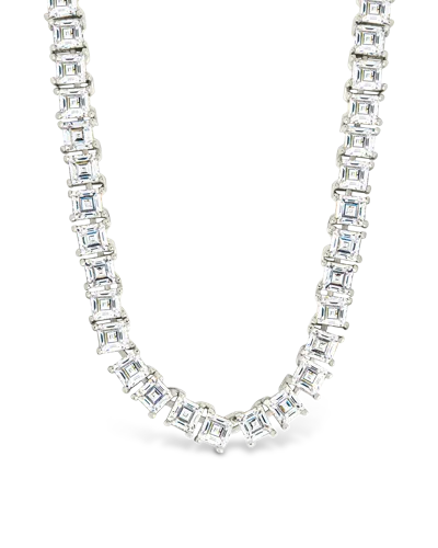 Sterling Forever Brette Adjustable Cz Tennis Necklace In Metallic