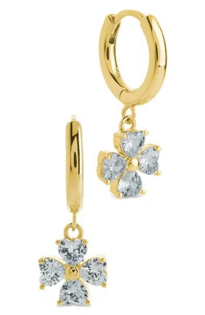 Sterling Forever Bria Cubic Zirconia Dangle Huggie Hoop Earrings In Gold