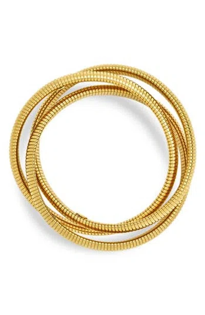 Sterling Forever Briar Set Of 3 Stackable Bracelets In Gold