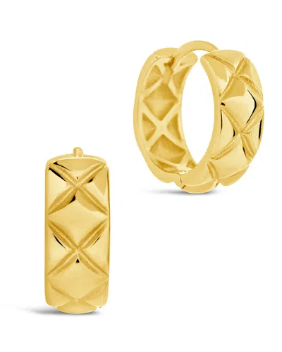 Sterling Forever Bridget Quilted Micro Hoop Earrings In Gold