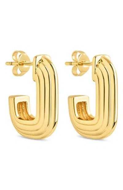 Sterling Forever Briella Rib Hoop Earrings In Gold