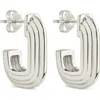 Sterling Forever Briella Ribbed Hoop Earrings In Silver