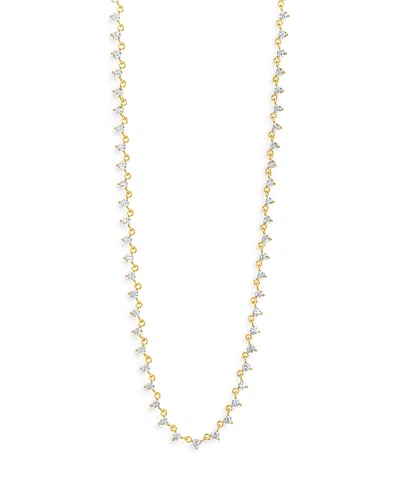 Sterling Forever Brigid Cubic Zirconia Tennis Necklace In 14k Gold Plated, 16-18