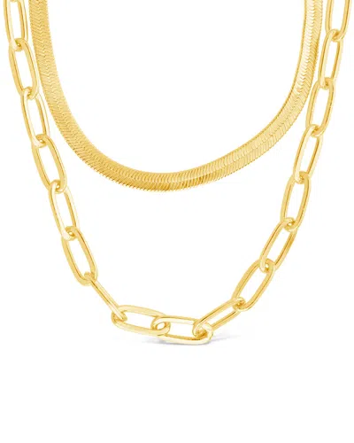 Sterling Forever Brinley Layered Chain Necklace In Gold