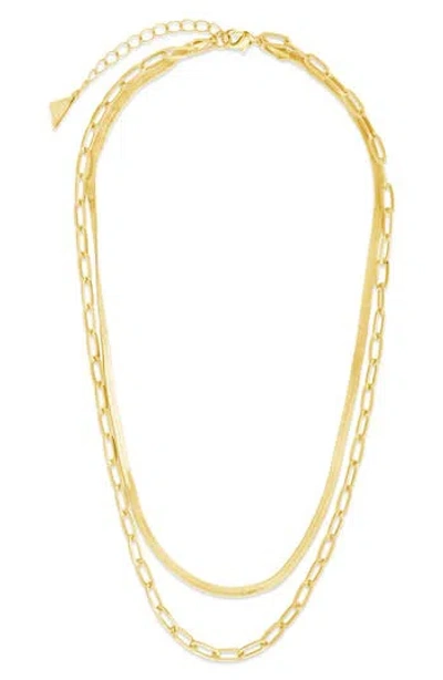 Sterling Forever Brinley Layered Chain Necklace In Gold