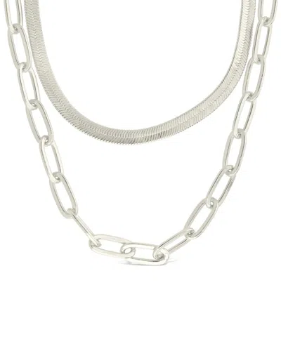 Sterling Forever Brinley Layered Chain Necklace In Metallic