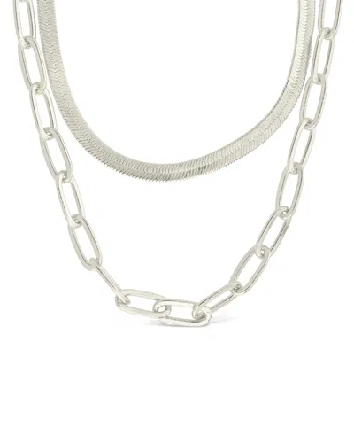 Sterling Forever Brinley Layered Chain Necklace In Metallic