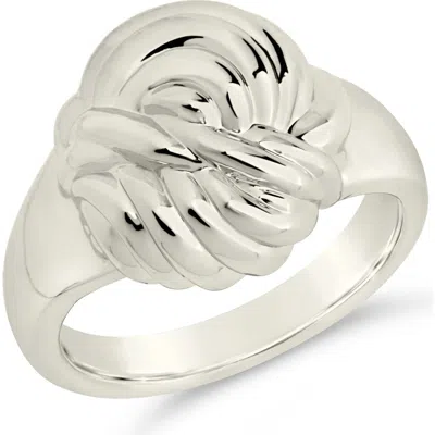 Sterling Forever Brioche Twist Ring In Silver