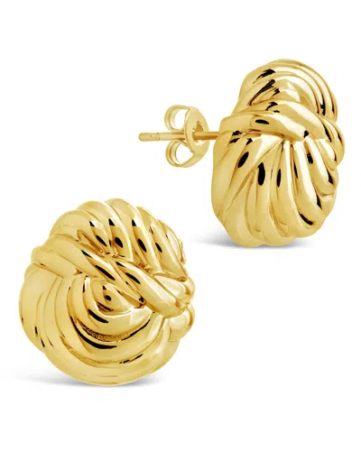 Sterling Forever Brioche Twist Stud Earrings In Gold