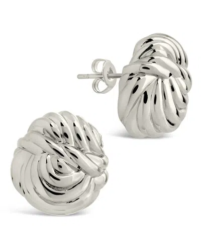 Sterling Forever Brioche Twist Stud Earrings In Silver