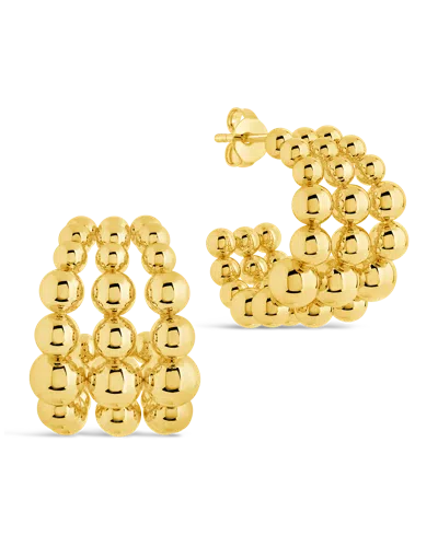 Sterling Forever Bubble Sphere Trio Hoop Earrings In Gold