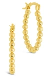 Sterling Forever Bubble Textured Oval Hoop Earrings In Gold