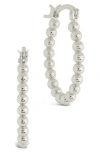 Sterling Forever Bubble Textured Oval Hoop Earrings In Silver