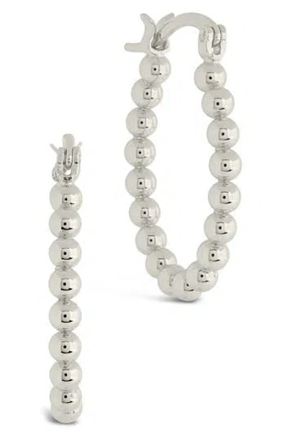 Sterling Forever Bubble Textured Oval Hoop Earrings In Silver