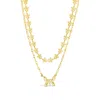 STERLING FOREVER BUTTERFLY & DAISY CHAIN LAYERED NECKLACE